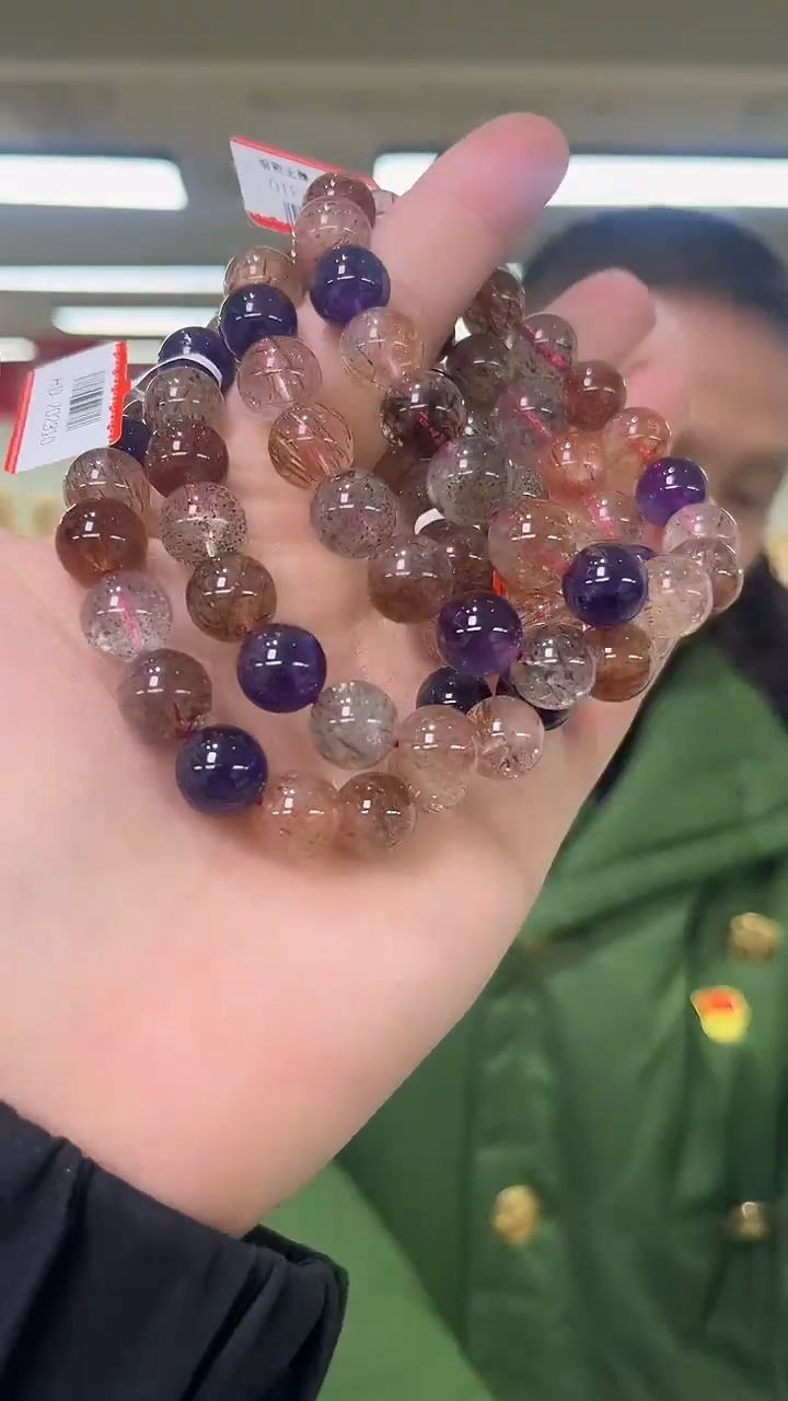 【闪购商品】水晶手链未镶嵌天然黑金彩超手串多样性发一10mm