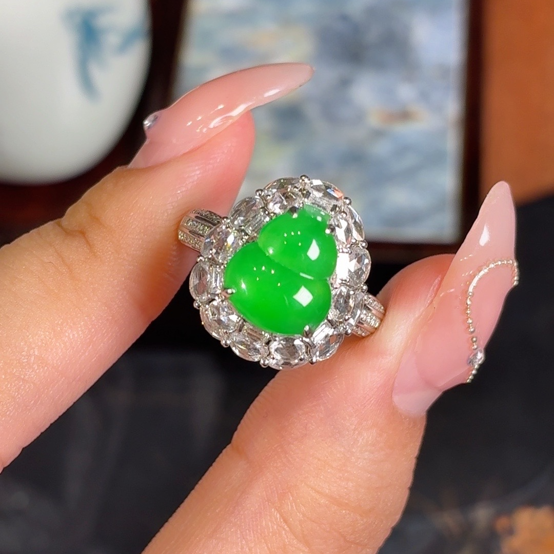 【上品｜戒指·】天然A货缅甸翡翠18k金镶嵌
