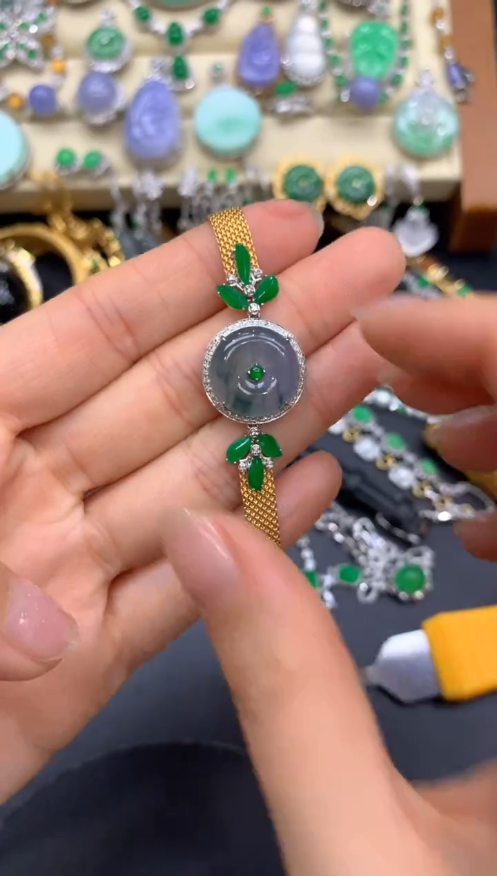 【闪购商品】翡翠手链18K金镶嵌482-中国好珍宝