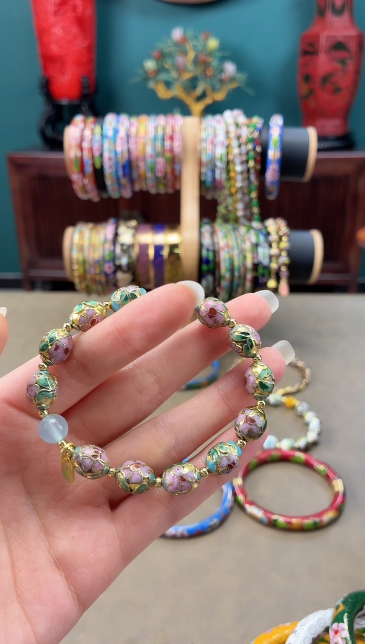 ?**?非遗 景泰蓝手串 金地枣珠