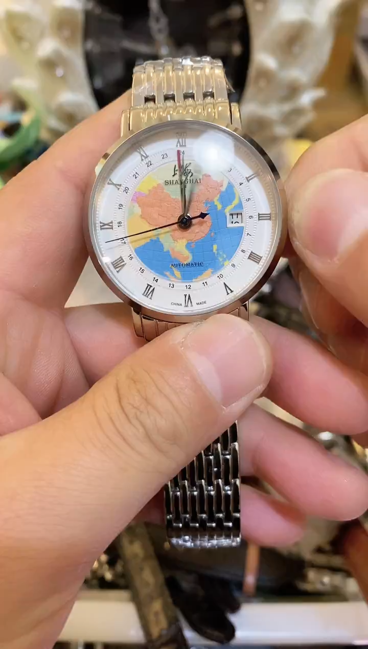 精钢老上海GMT双时区机械表