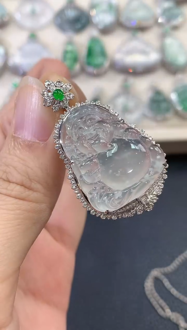 【闪购商品】翡翠吊坠(不含链)18K金镶嵌B131