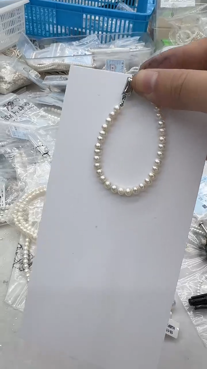 未镶嵌手链淡水珍珠5mm 元宝扣-孤品