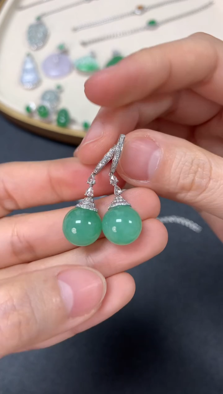 【闪购商品】翡翠耳饰18K金镶嵌耳饰13800