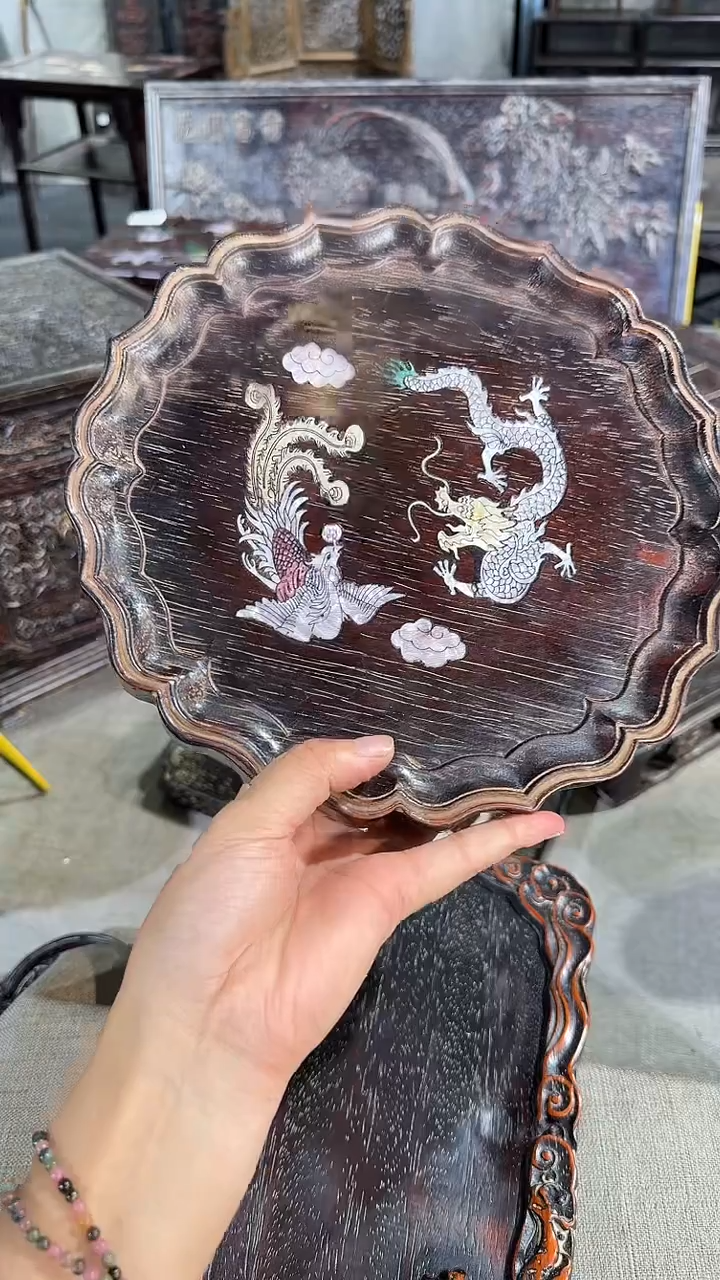 木A065紫檀雕刻板以直播间截图