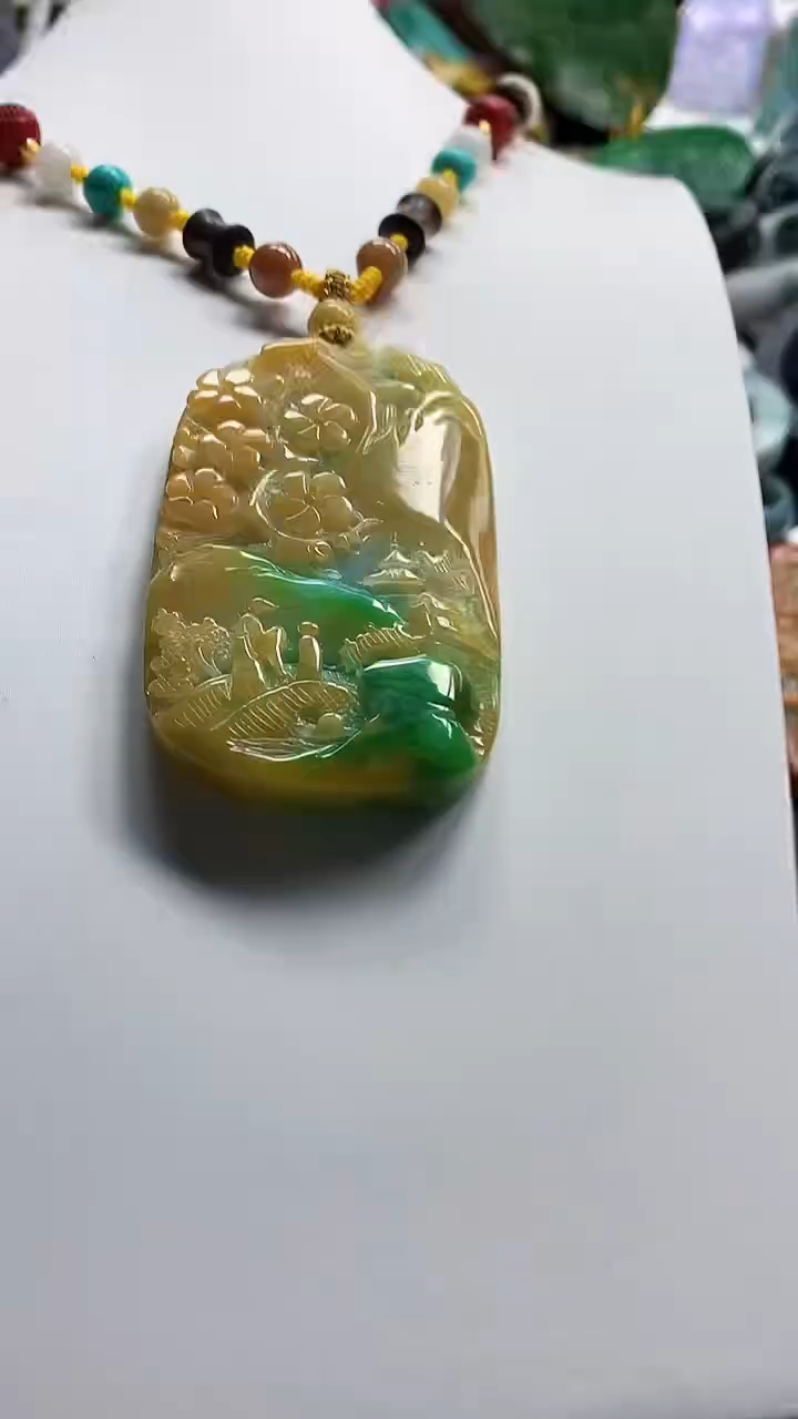 颈饰银S925镶嵌翡翠天然缅甸a货翡翠