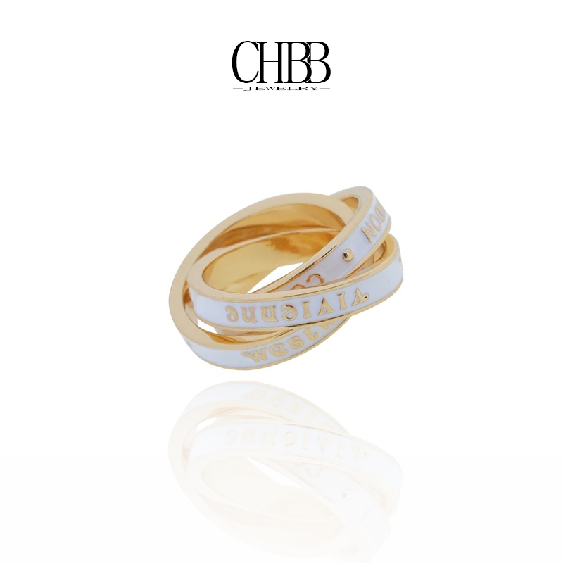 橙画 合金戒指 三圈字母标志 男女款