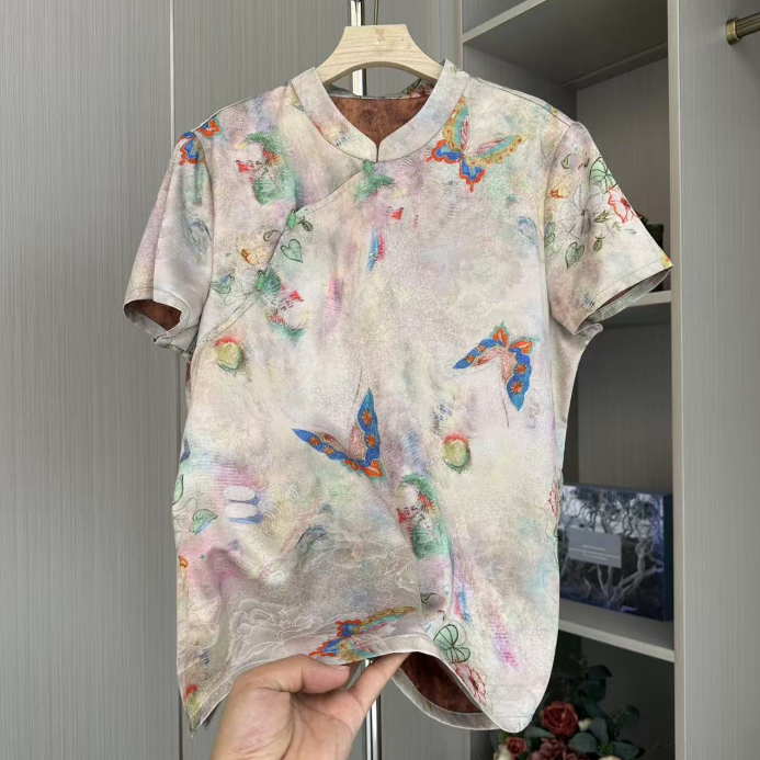 359款【蝶恋花】时尚洋气女士短袖上衣