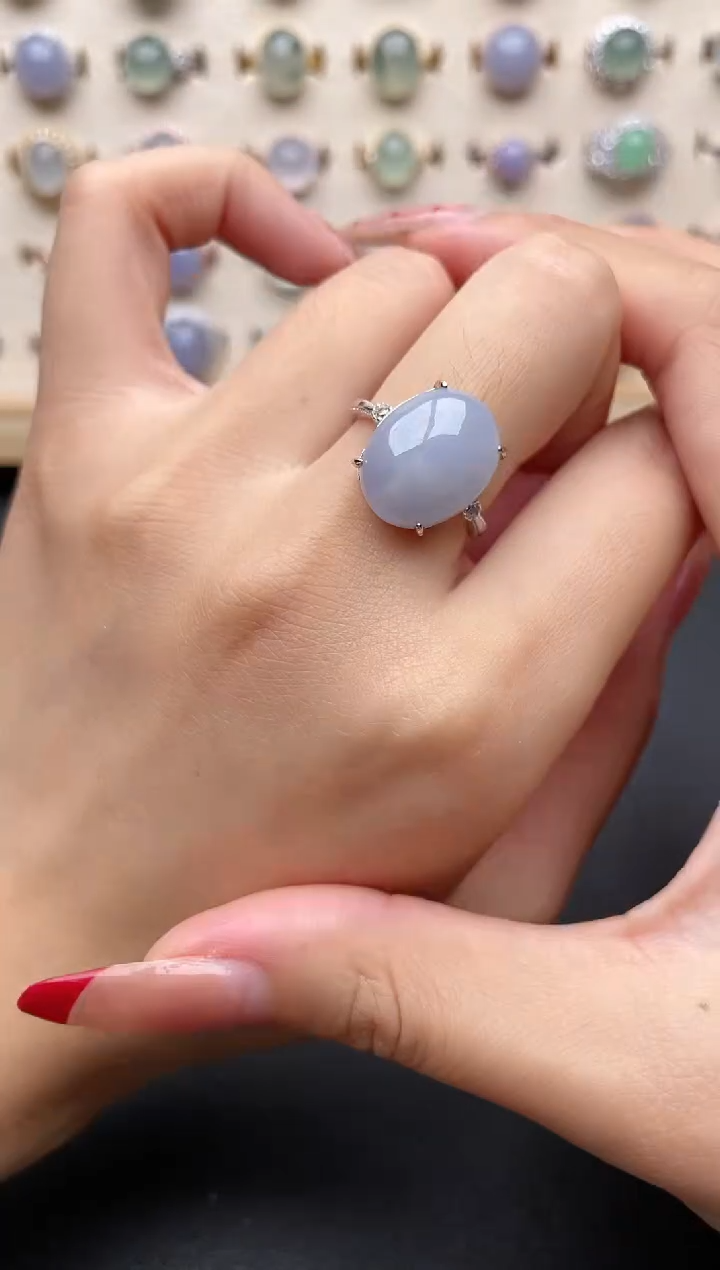 【闪购商品】翡翠戒指银S925镶嵌一物一证一礼盒