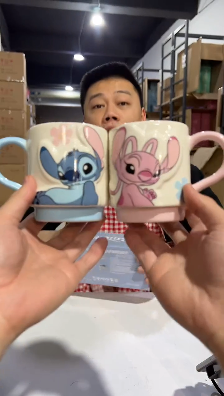 【闪购商品】杯原盒史迪仔安琪花花对杯