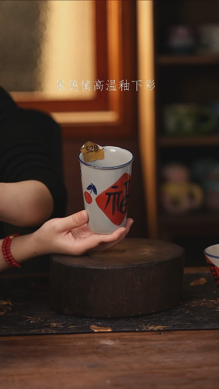 陶瓷景德镇高温釉下手绘陶瓷@L528@