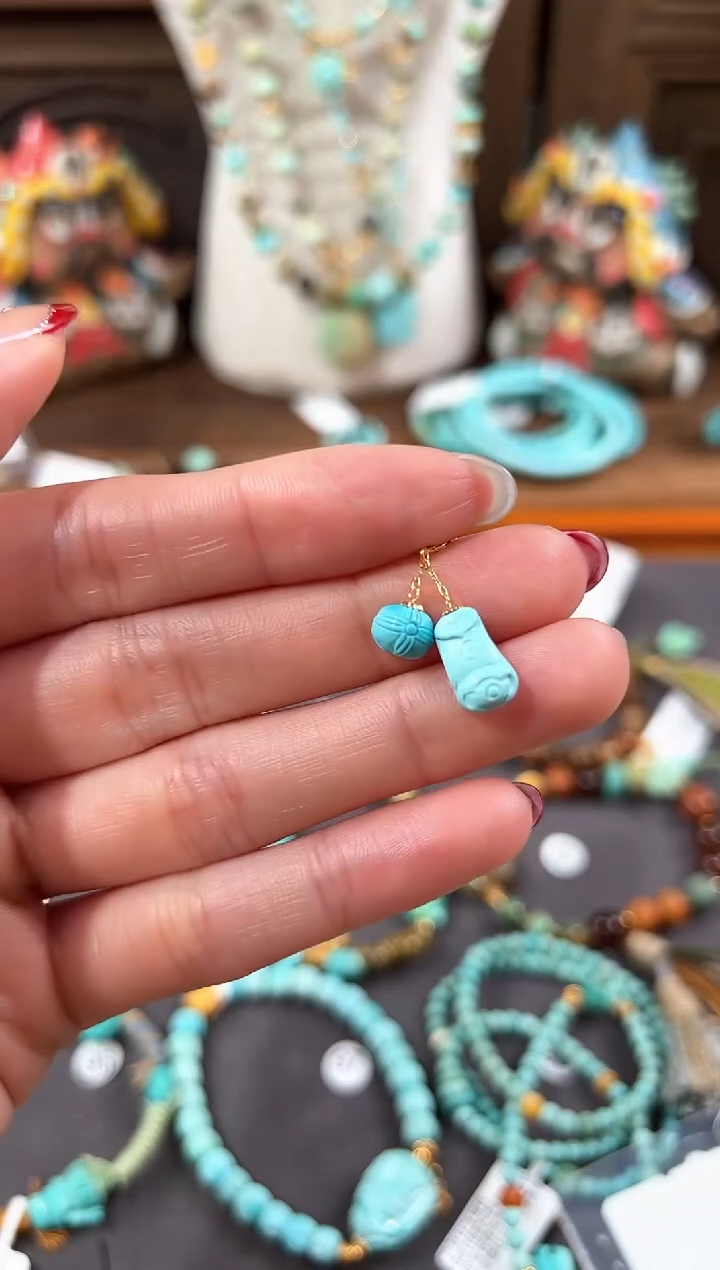 【闪购商品】绿松石提溜18K金镶嵌绿松石提溜