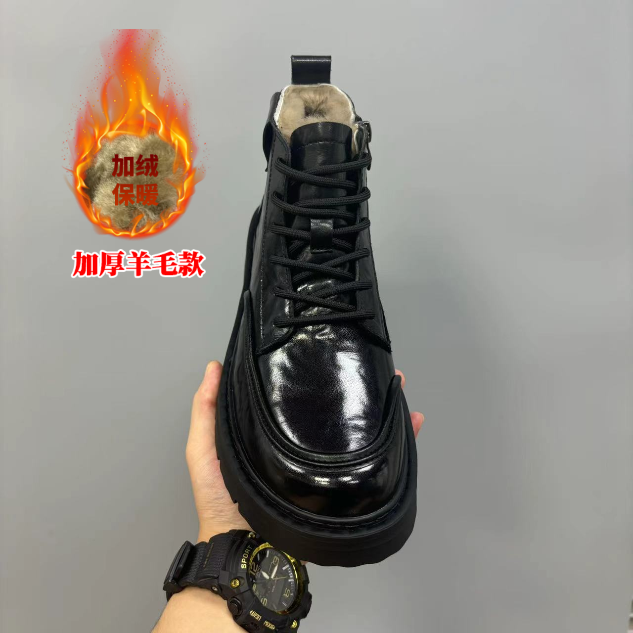 澳洲羊毛款休闲圆头休闲鞋潮流短靴马丁靴见外包装高帮中筒流苏