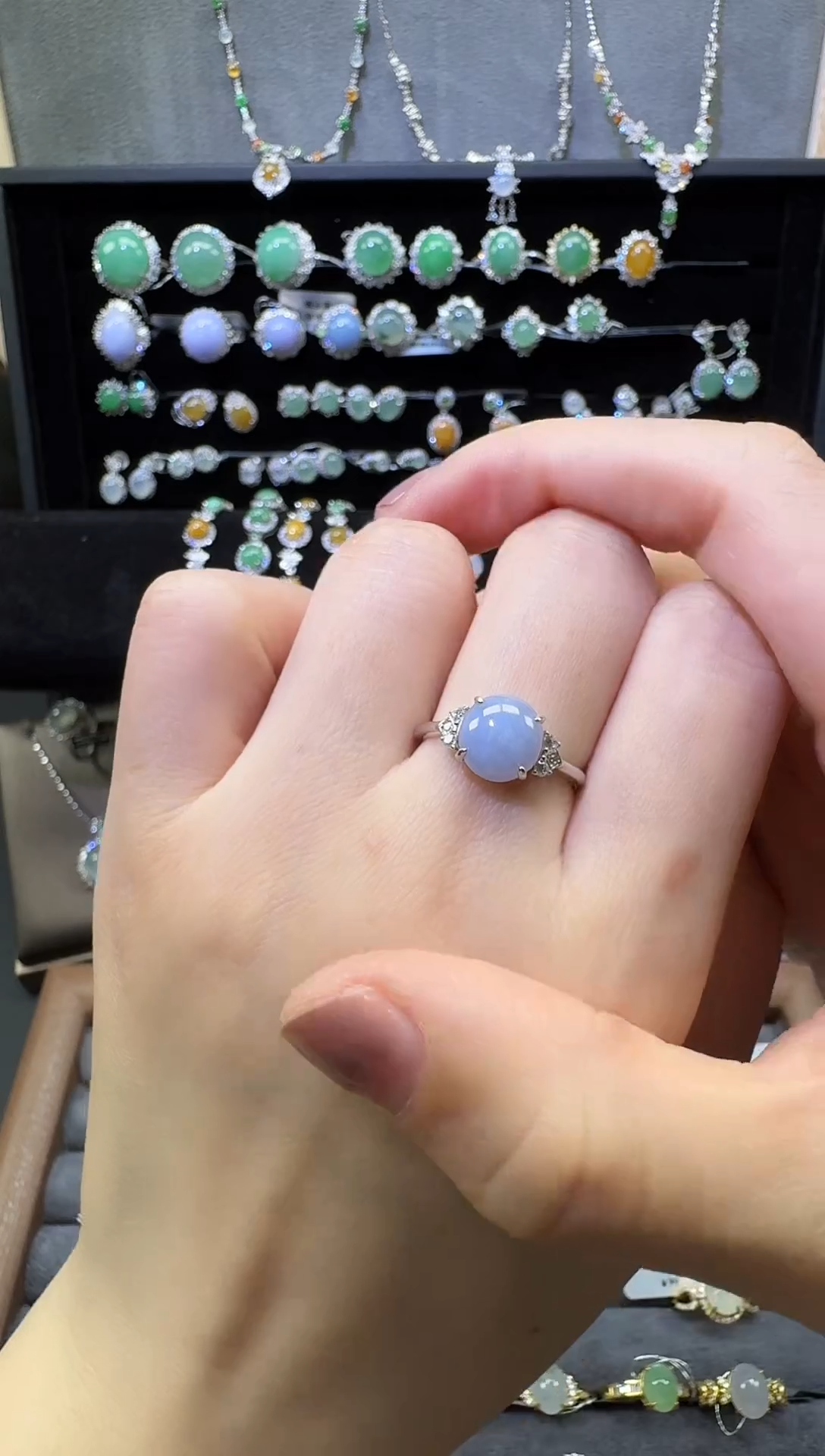 银S925镶嵌戒指翡翠翡翠戒指18