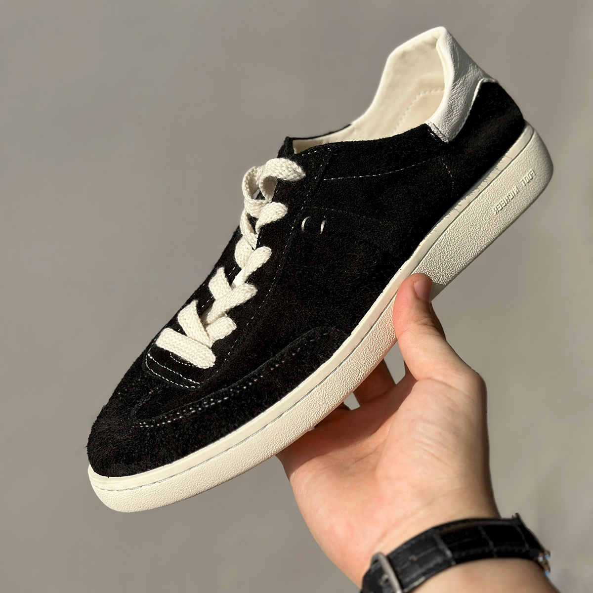 [皮料升级]极简德训鞋翻毛皮秋冬舒适透气休闲平底板鞋男女黑色鞋