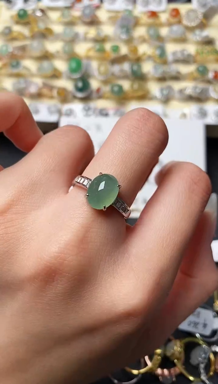 【闪购商品】翡翠戒指银S925镶嵌555555555+7