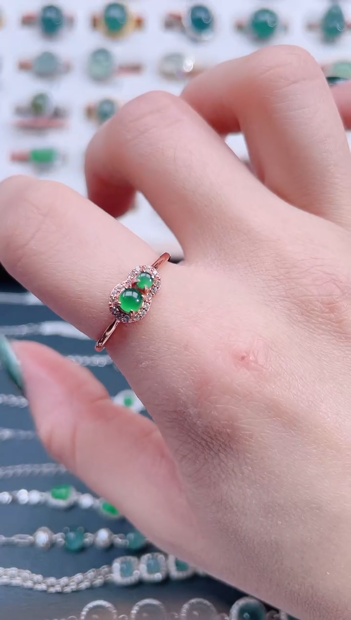 银S925镶嵌戒指翡翠天然翡翠