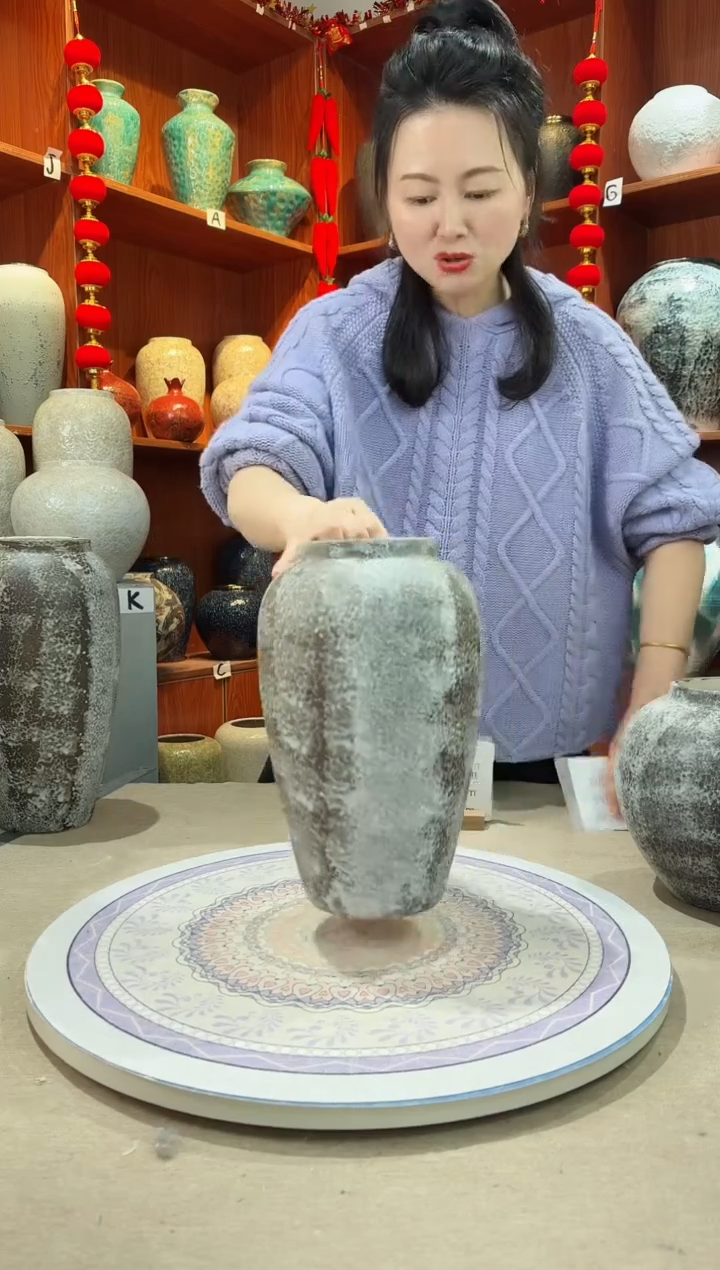 【闪购商品】瓶陶瓷花瓶 无花 灰白雪花秀中号
