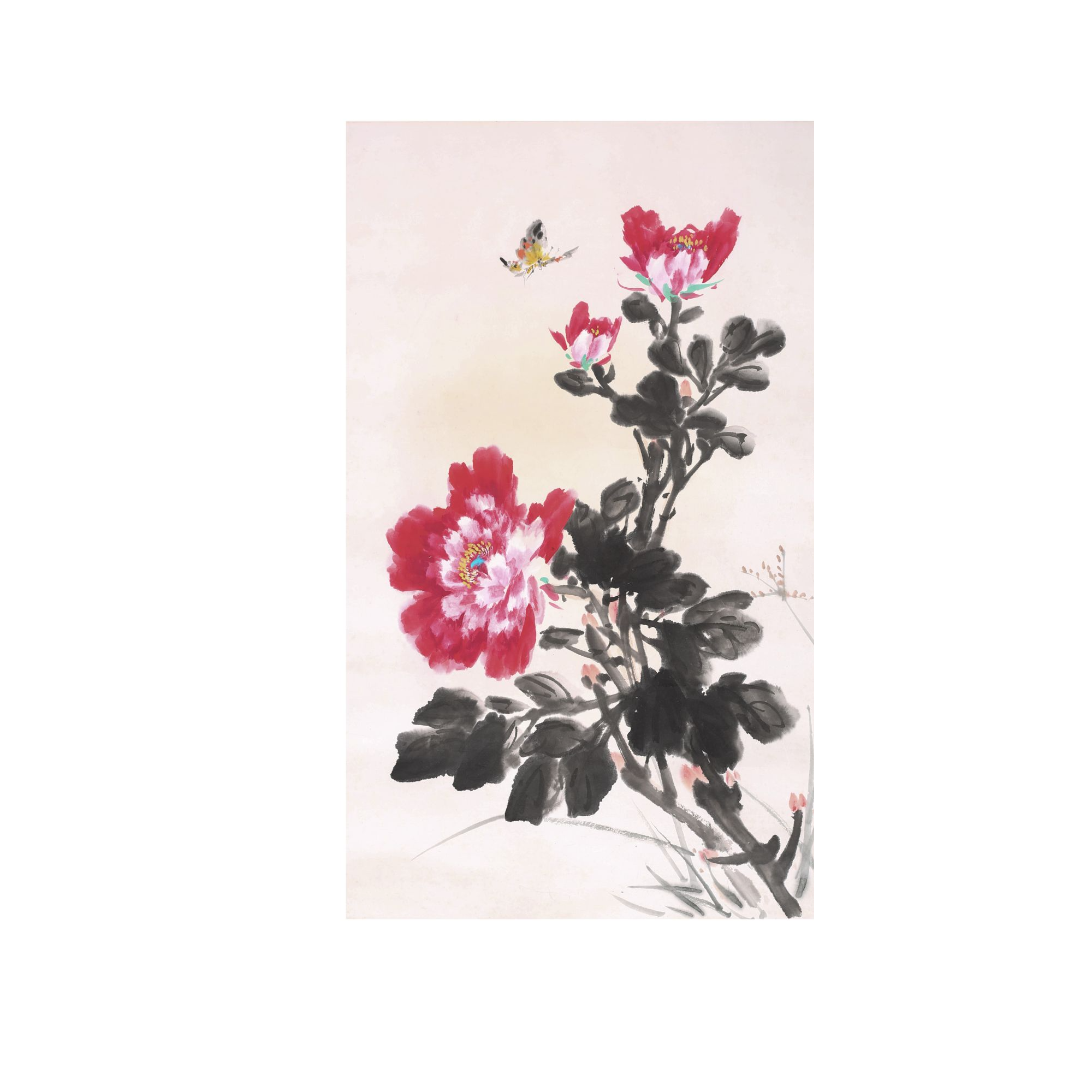 LOT.033 佚名 花蝶 纸本镜片 68*43cm 1298
