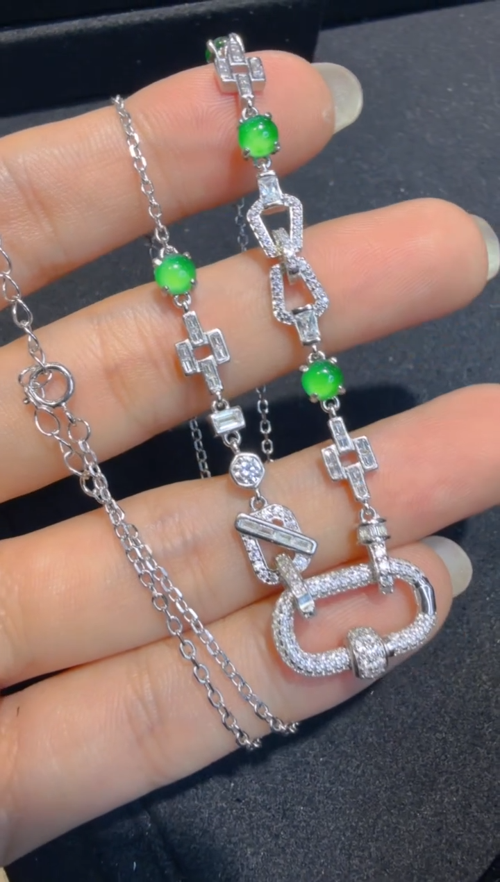 项链银S925镶嵌翡翠多样性团购发一件