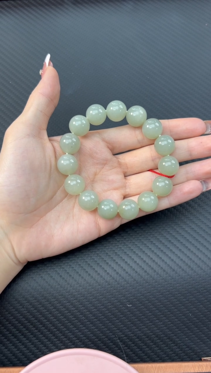【闪购商品】和田玉手串未镶嵌且末微色差近矿卡14手串