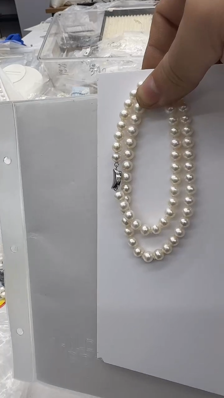 项链银S925镶嵌淡水珍珠袁*7-8mm 吉尔德丢码-孤品