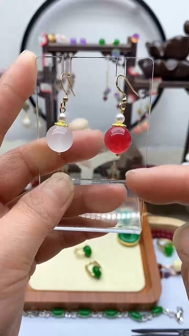 【闪购商品】玛瑙/玉髓耳饰银S925镀金镶嵌160