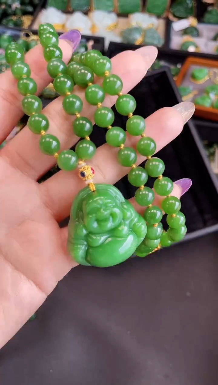 【闪购商品】和田玉套链18K金镶嵌35MM 多样性发一