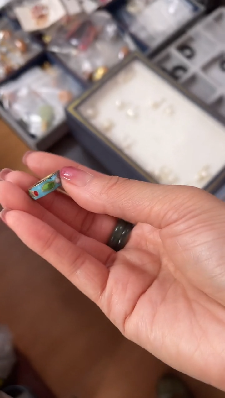 蓝色珐琅景泰蓝戒指