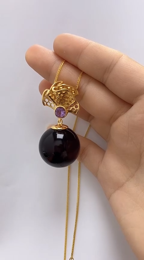 【闪购商品】琥珀裸石银S925镶嵌琥珀吊坠