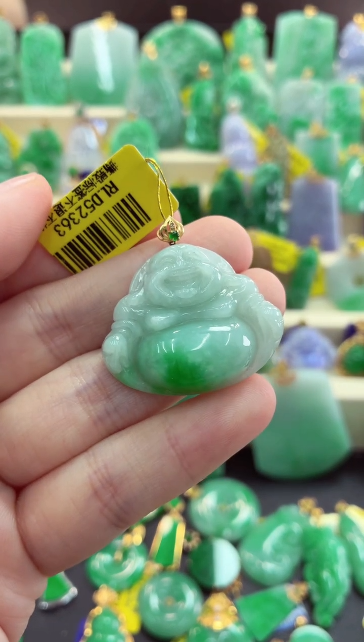 吊坠(不含链)18K金镶嵌翡翠挂件