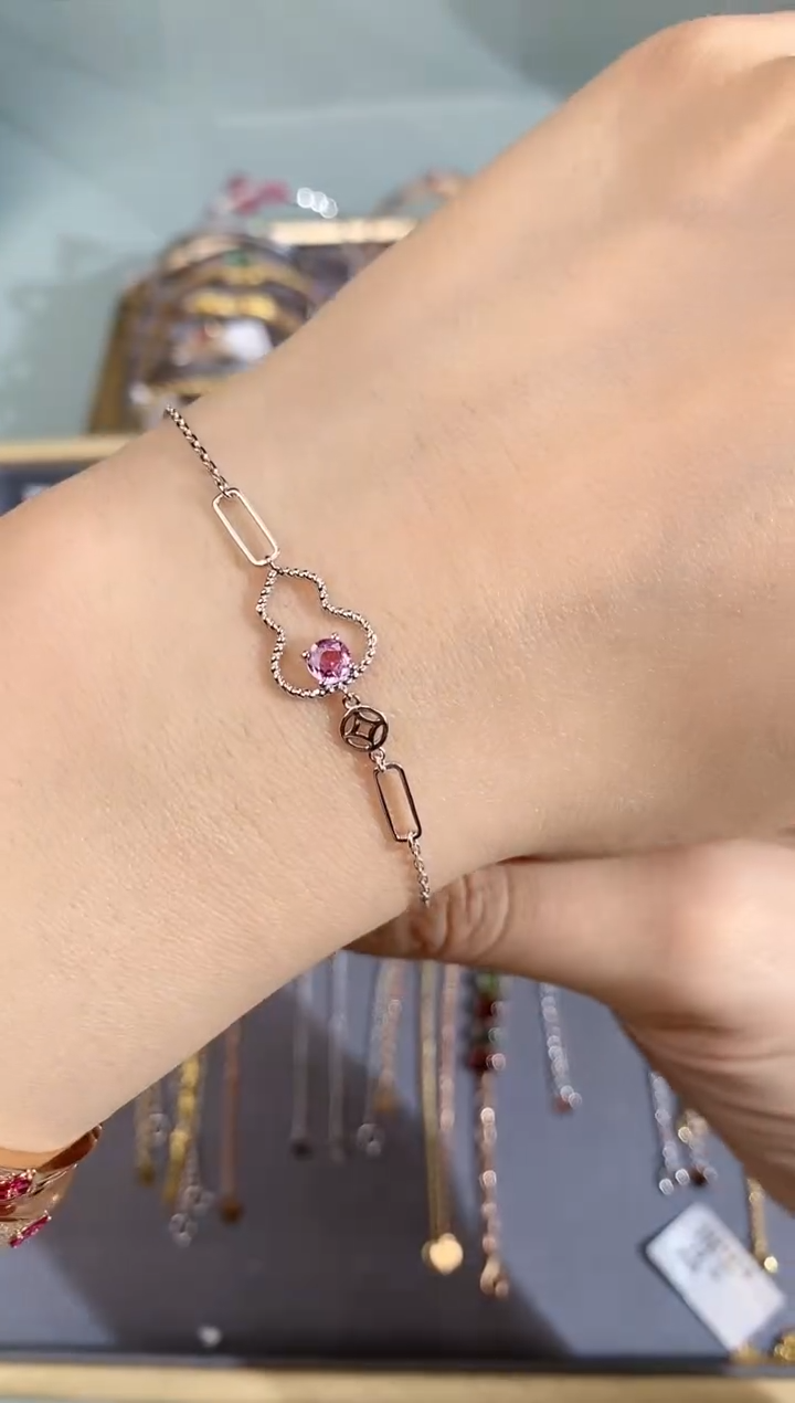 【闪购商品】彩色蓝宝石手链18K金镶嵌手链