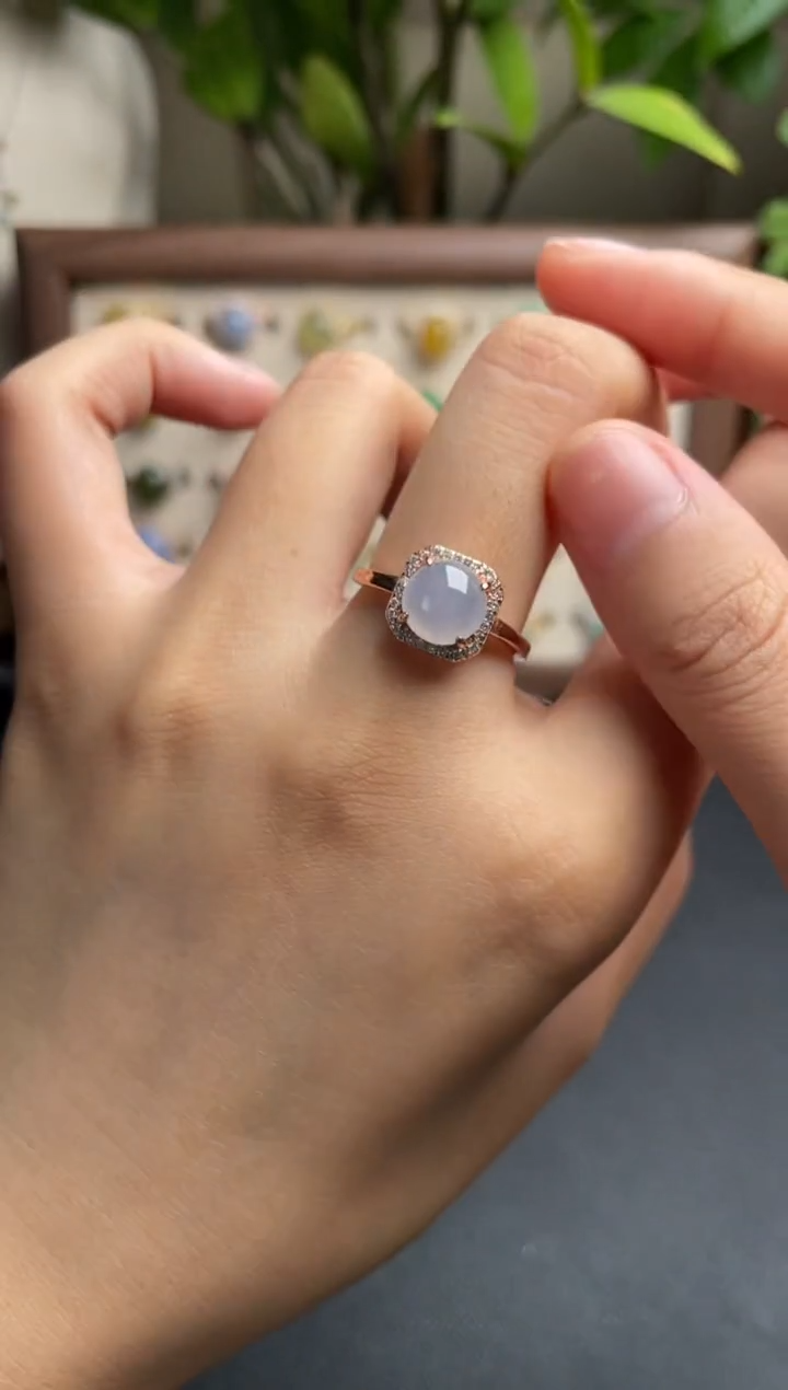 翡翠戒指银S925镶嵌一物一证一礼盒