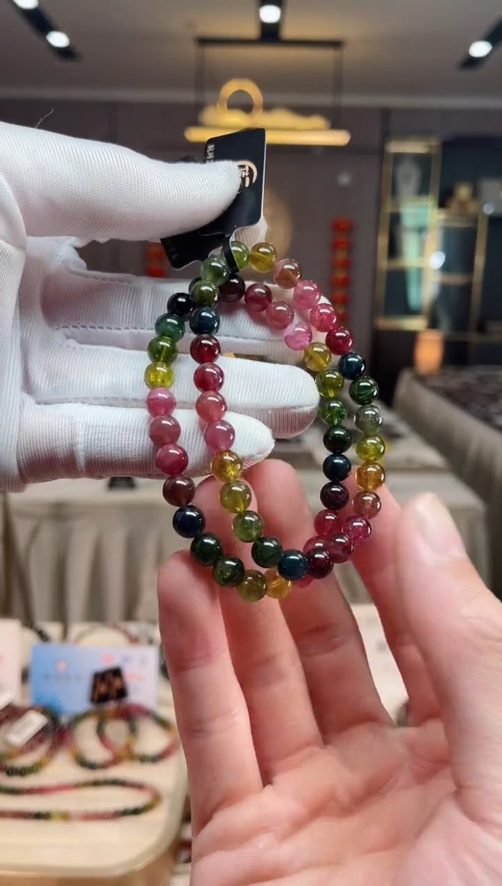 未镶嵌老矿碧玺彩虹单圈手串6mm+碧玺（多样性发一条） xion