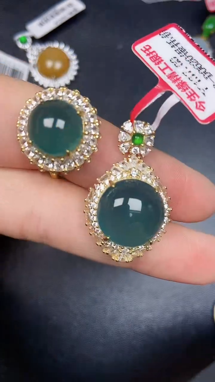 银S925镶嵌戒指翡翠1230