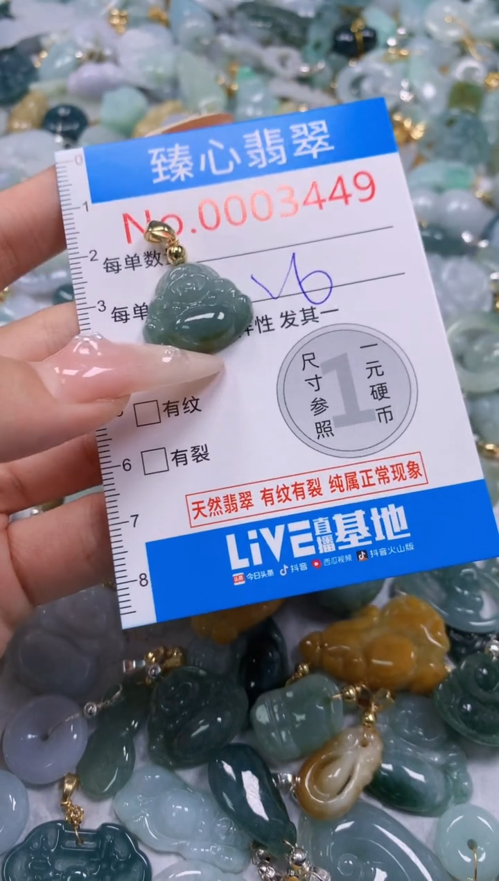 翡翠未镶嵌颈饰含绳0003449