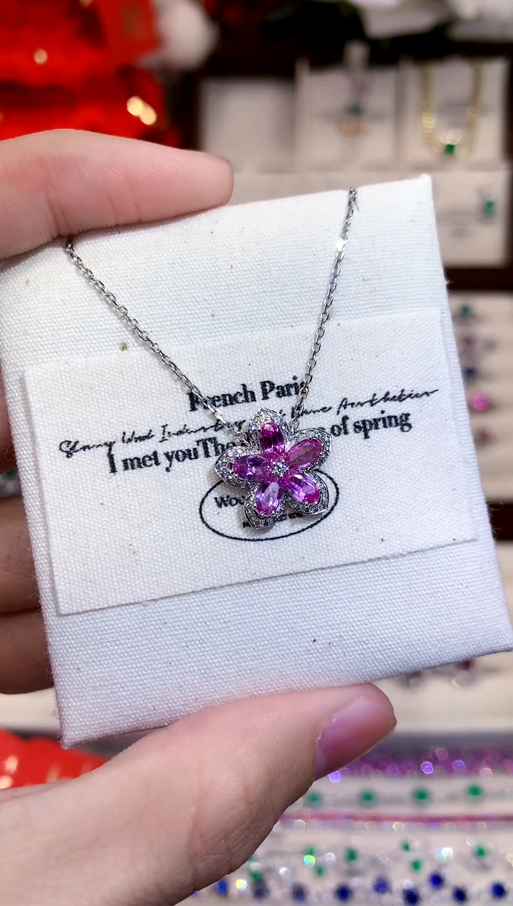 【闪购商品】红宝石项链18K金镶嵌1.288ct/天然宝石/七天无理由