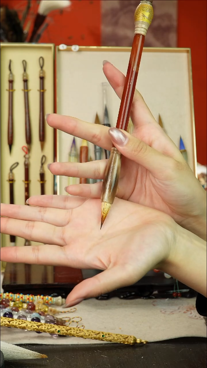 103号闪孤品高货毛笔链接 清水试笔 蘸墨不退