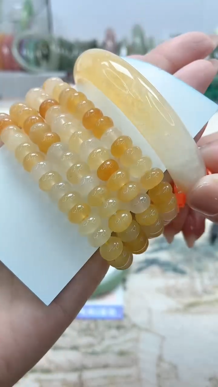 石英质玉未镶嵌手链黄龙串