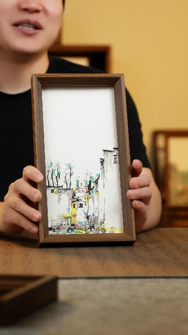 国画15*27.5纯手绘国风国画摆台