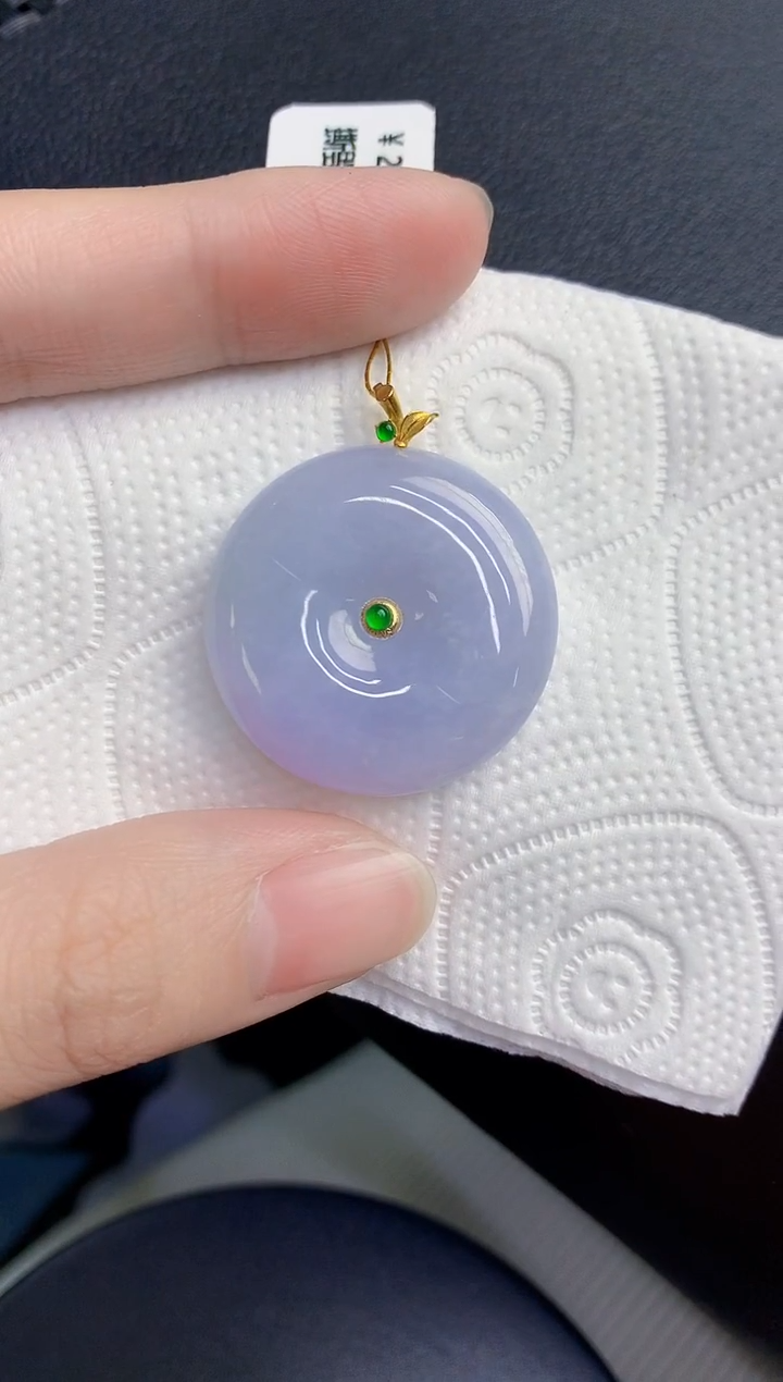 颈饰18K金镶嵌翡翠天然翡翠缅甸A货