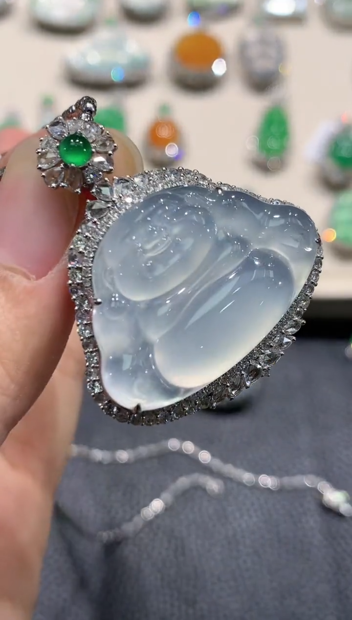 【闪购商品】翡翠吊坠(不含链)18K金镶嵌V103    