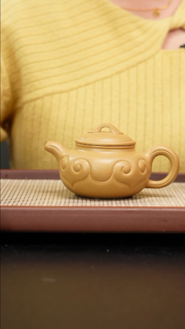 【闪购商品】紫砂茶壶宝山绿泥仿古如意250cc