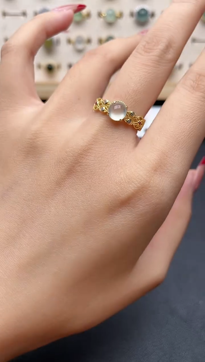 【闪购商品】翡翠戒指银S925镶嵌一物一证一礼盒