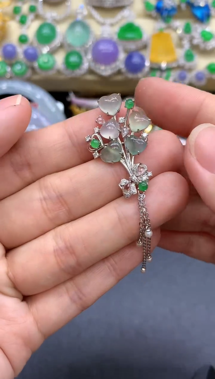 颈饰18K金镶嵌翡翠412-中国好珍宝