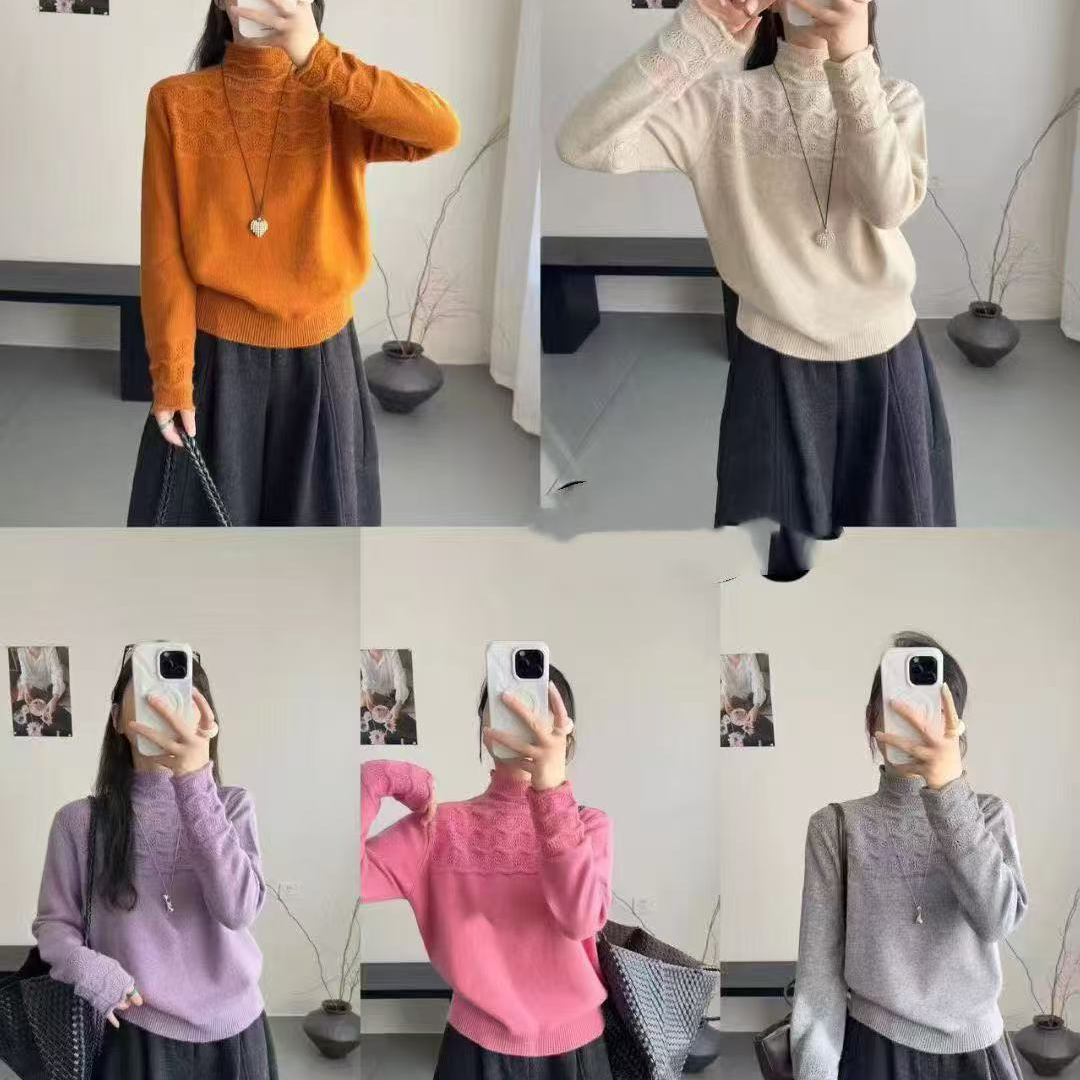 【韩风服饰】领波浪漏洞羊毛衫