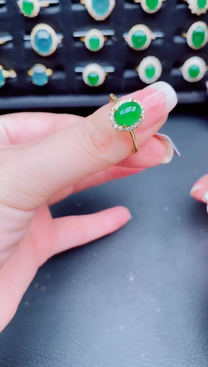 翡翠戒指银S925镶嵌天然a货翡翠28