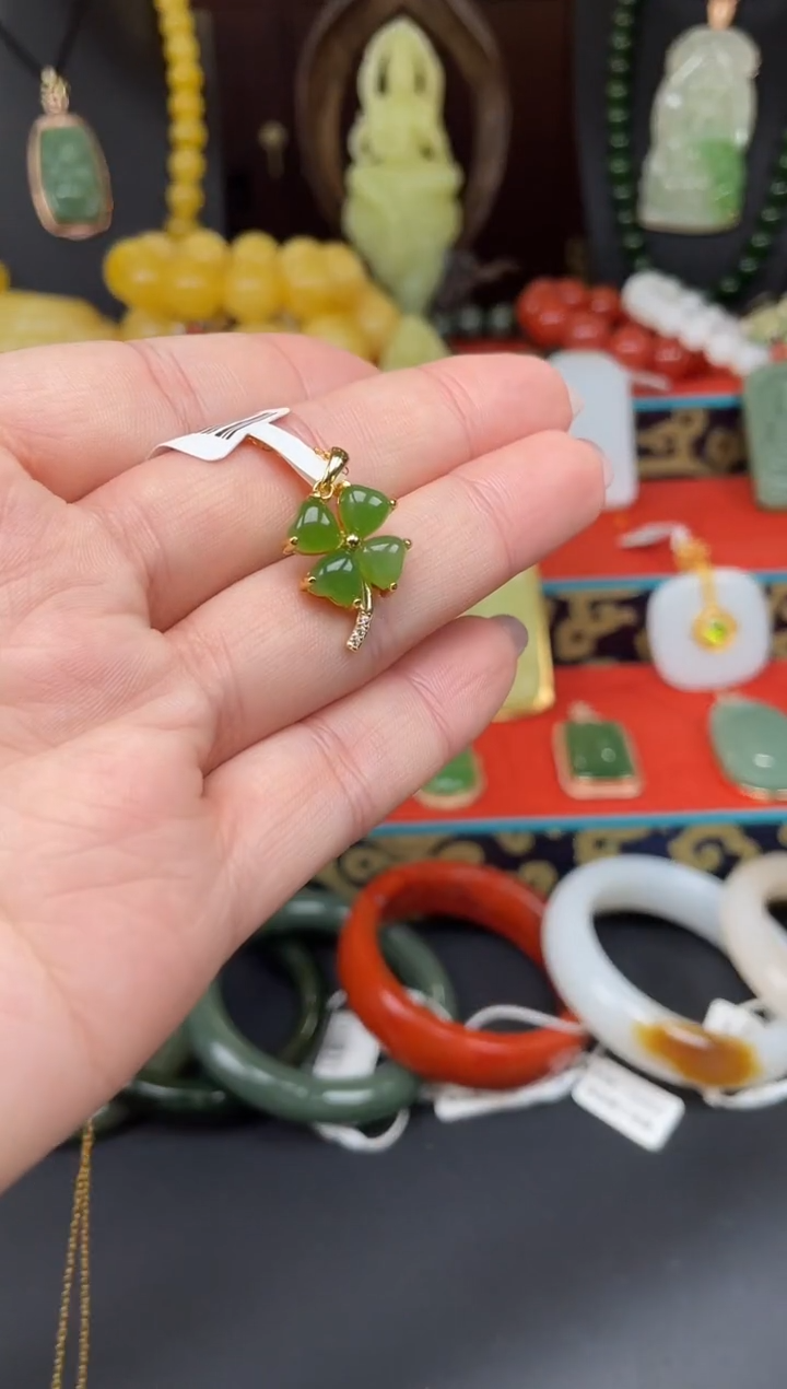 和田玉银S925镶嵌颈饰吊坠a034