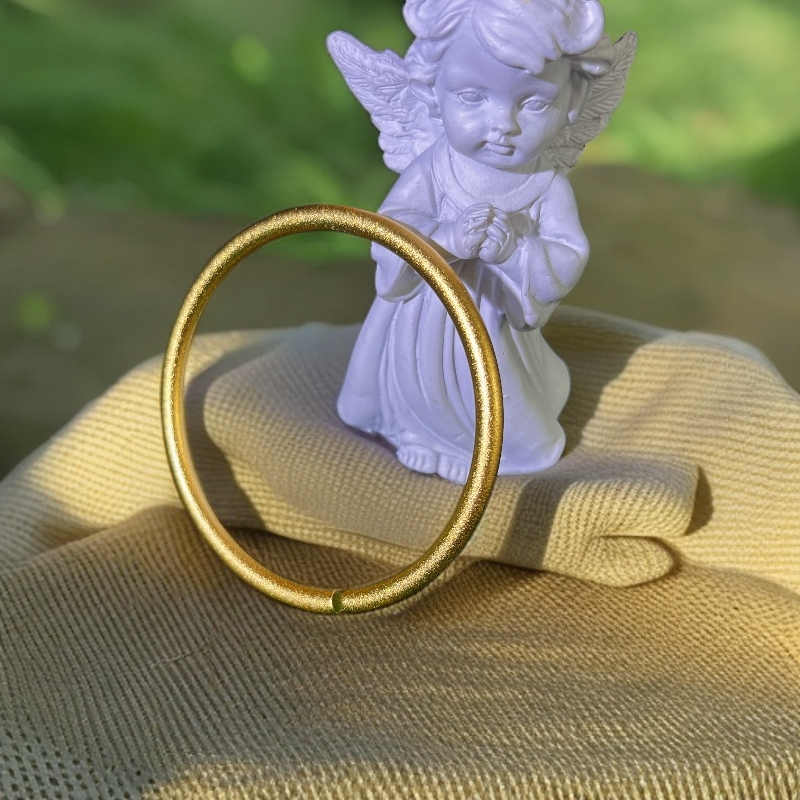 【You佳好物】18K镶嵌古法经典磨砂面开口素圈手镯 A49