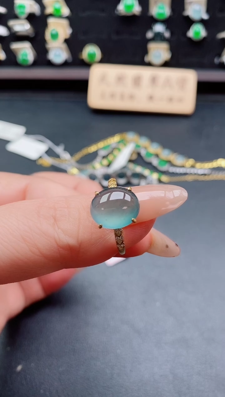 银S925镶嵌戒指翡翠1